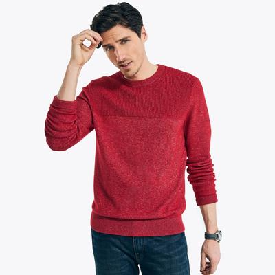 Nautica Men's Textured Crewneck Sweater Tango Red Medium