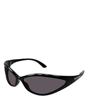BALENCIAGA Men's Fashion Show 90s Oval 83mm Geometric Sunglasses In Shiny Black