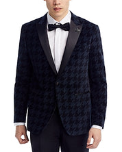 John Varvatos Star Usa Mens Velvet Dogtooth Slim Fit Sport Coat Blazer Grey 42R