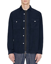 Frame Mens Regular Fit Long Sleeve Button Up Corduroy Shirt Large Blue Solid