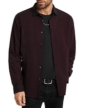 John Varvatos Mens Slim Button Front Sport Shirt Large Cherrywood Red Striped