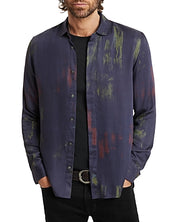 John Varvatos Mens Button Down Rodney Shirt Medium Purple Modal Lightweight