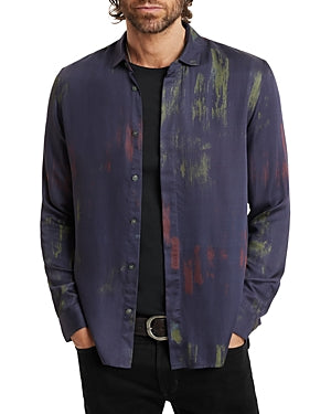 John Varvatos Mens Button Down Rodney Shirt Medium Purple Modal Lightweight