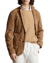 Polo Ralph Lauren Mens Suede Leather Jacket XL Khaki Brown