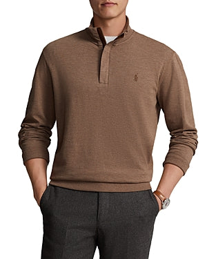 Polo Ralph Lauren MensLuxury Jersey Quarter Zip Pullover Sweater Brown XL