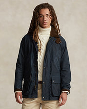 Polo Ralph Lauren Mens Waxed Cotton Car Coat Jacket Navy Blue 2XL