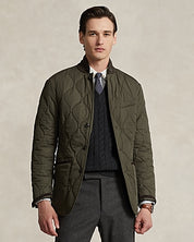 Polo Ralph Lauren Suede Trimmed Quilted Jacket Large Olive Green