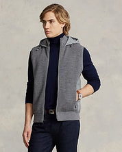 Polo Ralph Lauren Hybrid Regular Fit Full Zip Hooded Sweater Vest XL Grey