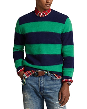 Polo Ralph Lauren Wool Cashmere Crewneck Sweater XL Green Blue Elbow Pad