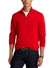 Polo Ralph Lauren Cotton Regular Fit Quarter Zip Mock Neck Sweater Medium Red