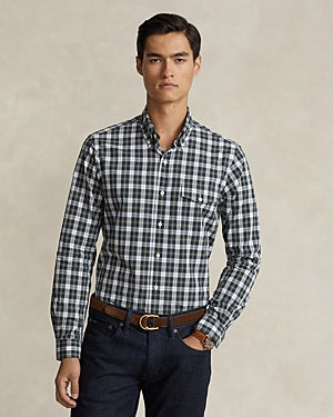 Polo Ralph Lauren Mens Classic Fit Plaid Poplin Button Down Shirt Green XL
