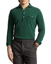 Polo Ralph Lauren Mens Classic Fit Mesh Long Sleeve Polo Shirt Green Large