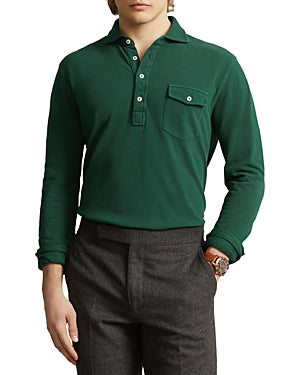 Polo Ralph Lauren Mens Classic Fit Mesh Long Sleeve Polo Shirt Green Large