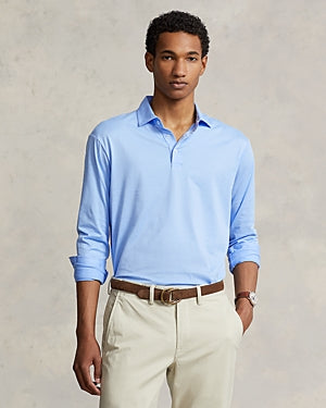 Polo Ralph Lauren Mens Cotton Lisle Classic Fit Long Sleeve Polo Shirt Blue 2XL