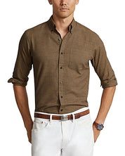 Polo Ralph Lauren Mens Twill Plaid Custom Fit Button Down Shirt Brown 2XL