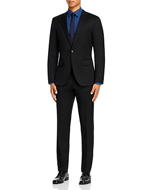 Hugo Boss Mens Slim fit 2 Piece Suit 40 R / 34 Waist Black Solid Stretch