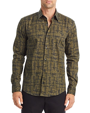Hugo Boss Ermo Mens Cotton Blend Slim Fit Button Down Shirt Green Small