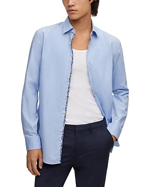 Hugo Mens Slim fit Long Sleeve Button-Up Shirt Large Blue Solid