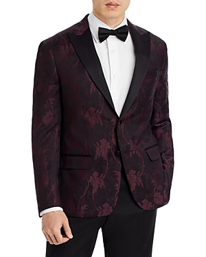 Robert Graham Floral Jacquard Modern Fit Sport Coat Blazer Red Black   38R