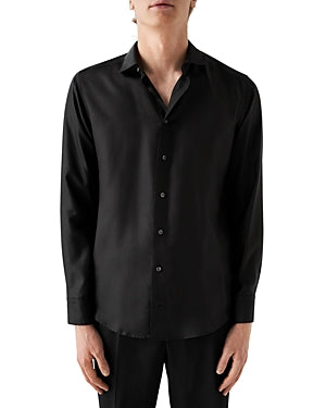 Eton Mens Slim Fit SILK Button Down Shirt Size 15 Black