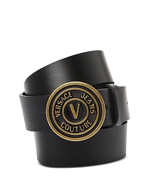 Versace Jeans Couture Mens Leather Belt Size 95 / 38 Black Circle