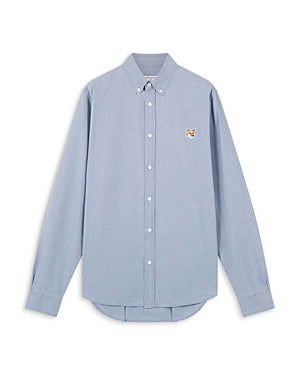 Maison Kitsune Mens Classic Button Down Long Sleeve Shirt Washed Indigo 38