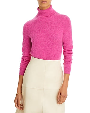 Private Label Womens Cashmere Turtleneck Sweater Large Rose Pink