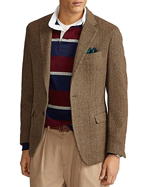 Polo Ralph Lauren Soft Herringbone Sport Coat Blazer 44R Brown / Tan Wool
