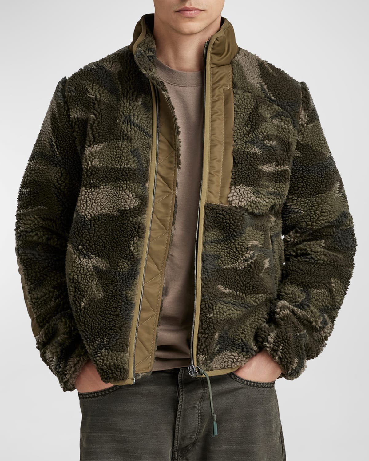 G-star Raw Mens Zip Front Fleece Jacket Medium Sniper Camo Green