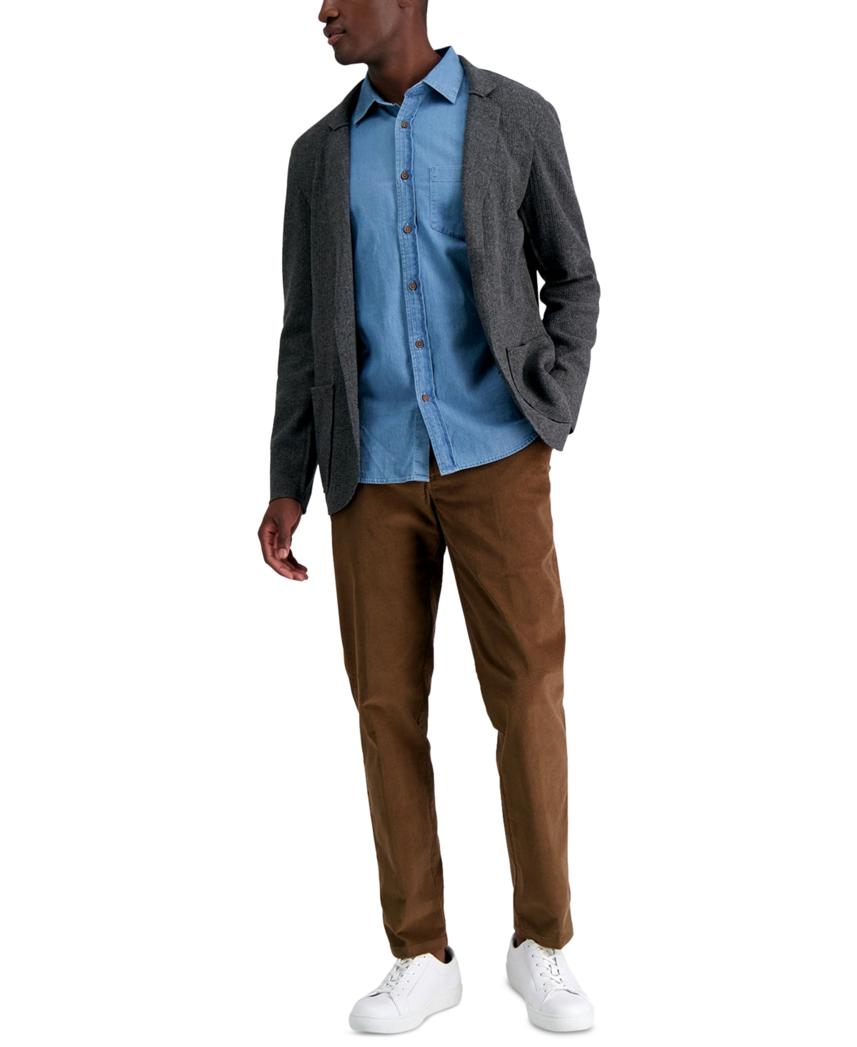 Kenneth Cole Reaction Mens Slim Fit Stretch Corduroy Dress Pants Camel 34 x 30
