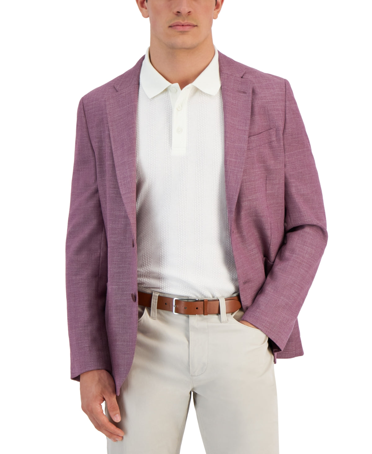 Nautica Mens Modern fit Linen Sport Coat Blazer 40 R Mauve Purple Solid