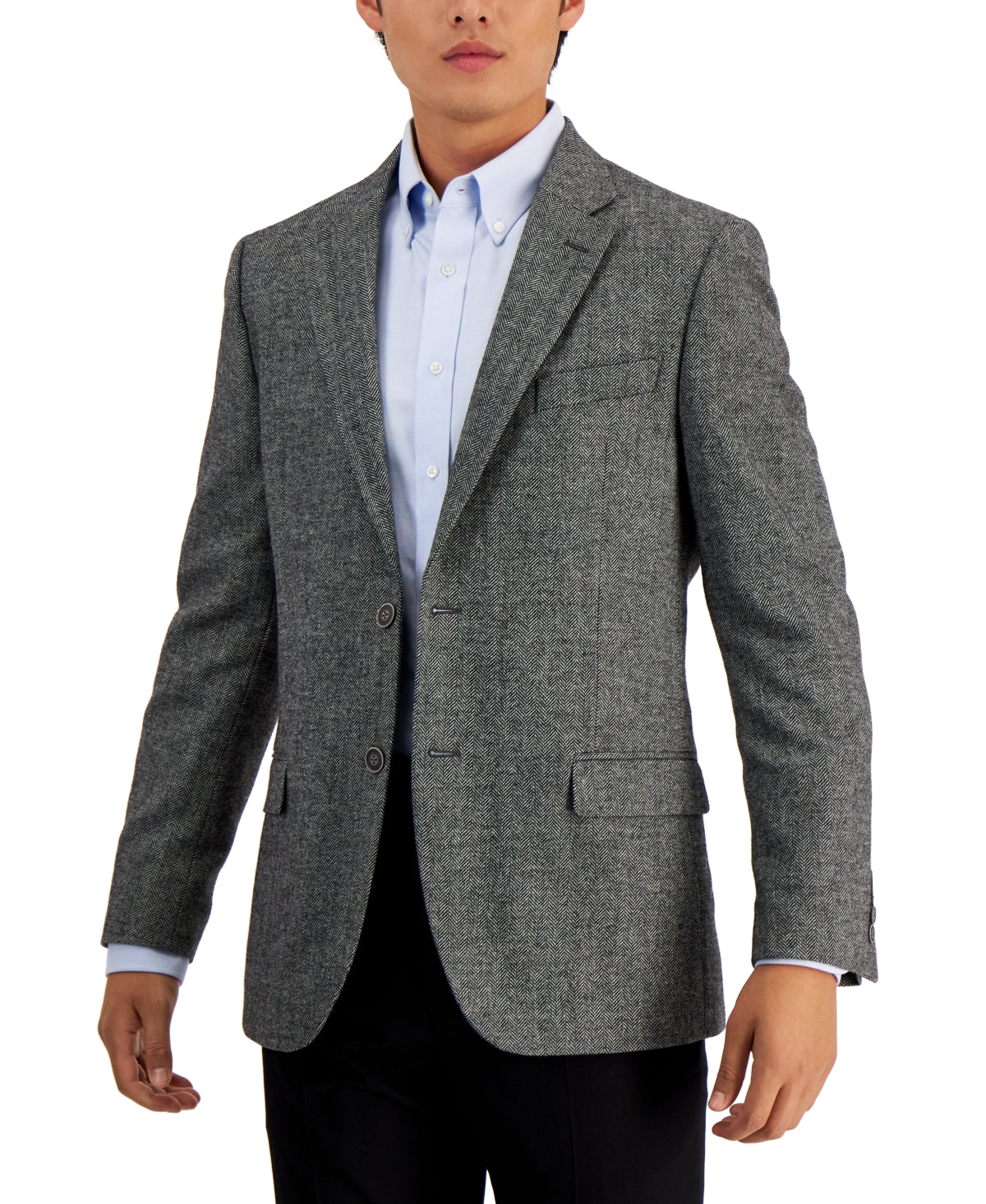 Nautica Mens Modern fit Sport Coat Blazer 42 L Charcoal Grey Herringbone