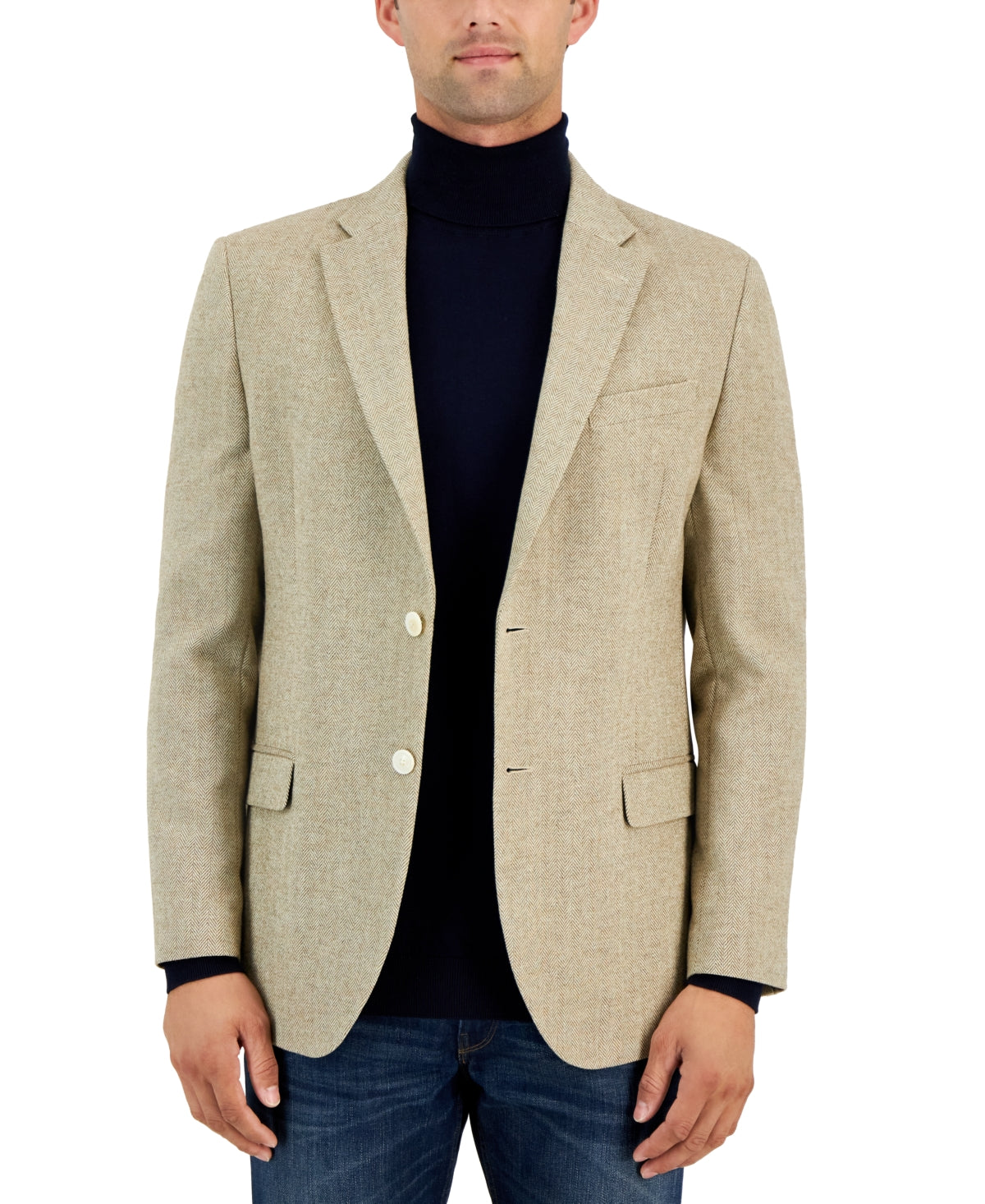 Nautica Mens Modern fit Sport Coat Blazer 42 R Brown Herringbone