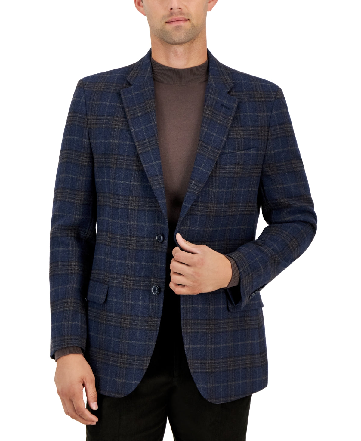Nautica Mens Modern fit Sport Coat Blazer 36 R Navy Blue Plaid