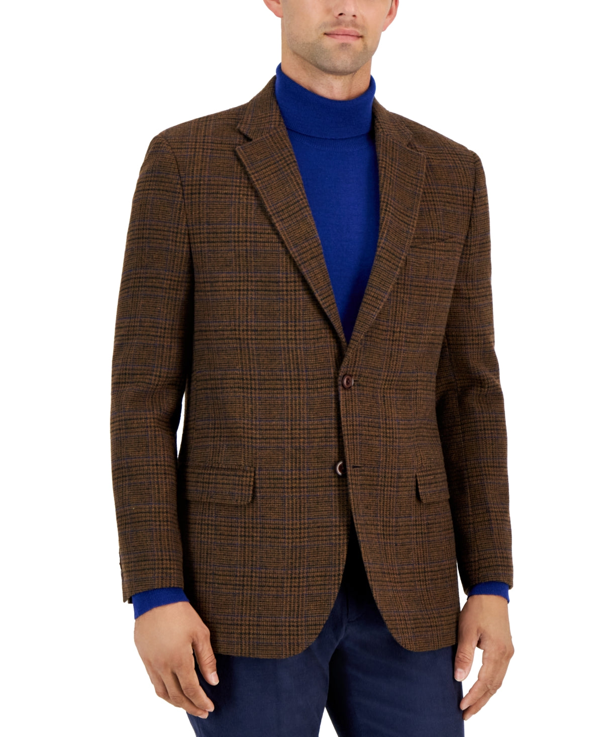 Nautica Men's Modern Fit Plaid Tweed Sport Coat Blazer Brown 42R