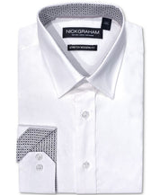 Nick Graham Mens Modern fit Dress Shirt Medium 15.5 in 34-35 White Solid