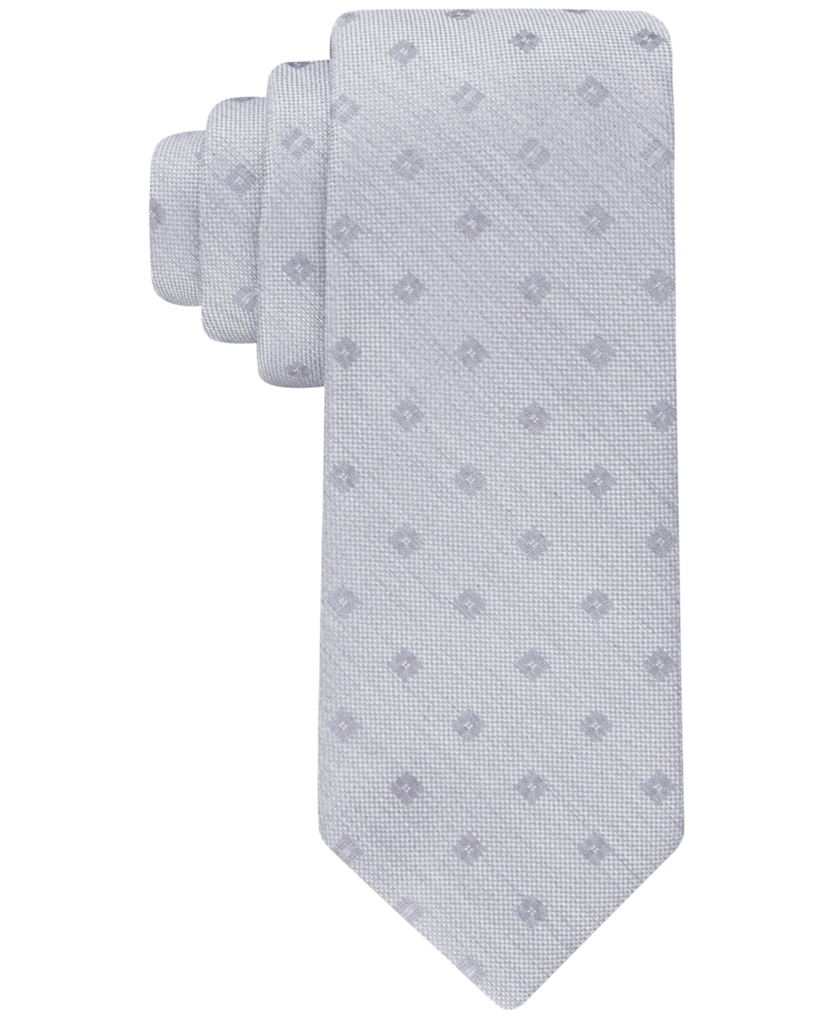 Calvin Klein Mens Tie Necktie One Size Grey Argyle/Diamond Square