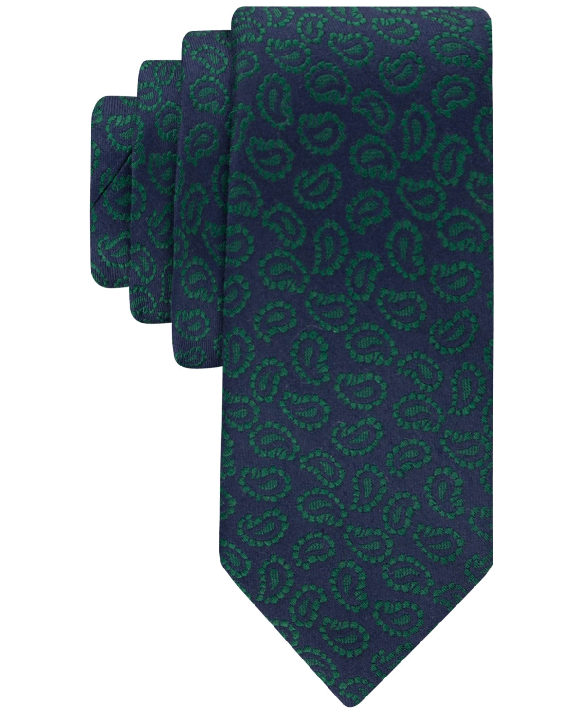 Tommy Hilfiger Mens Tie Necktie One Size Green Paisley Pine