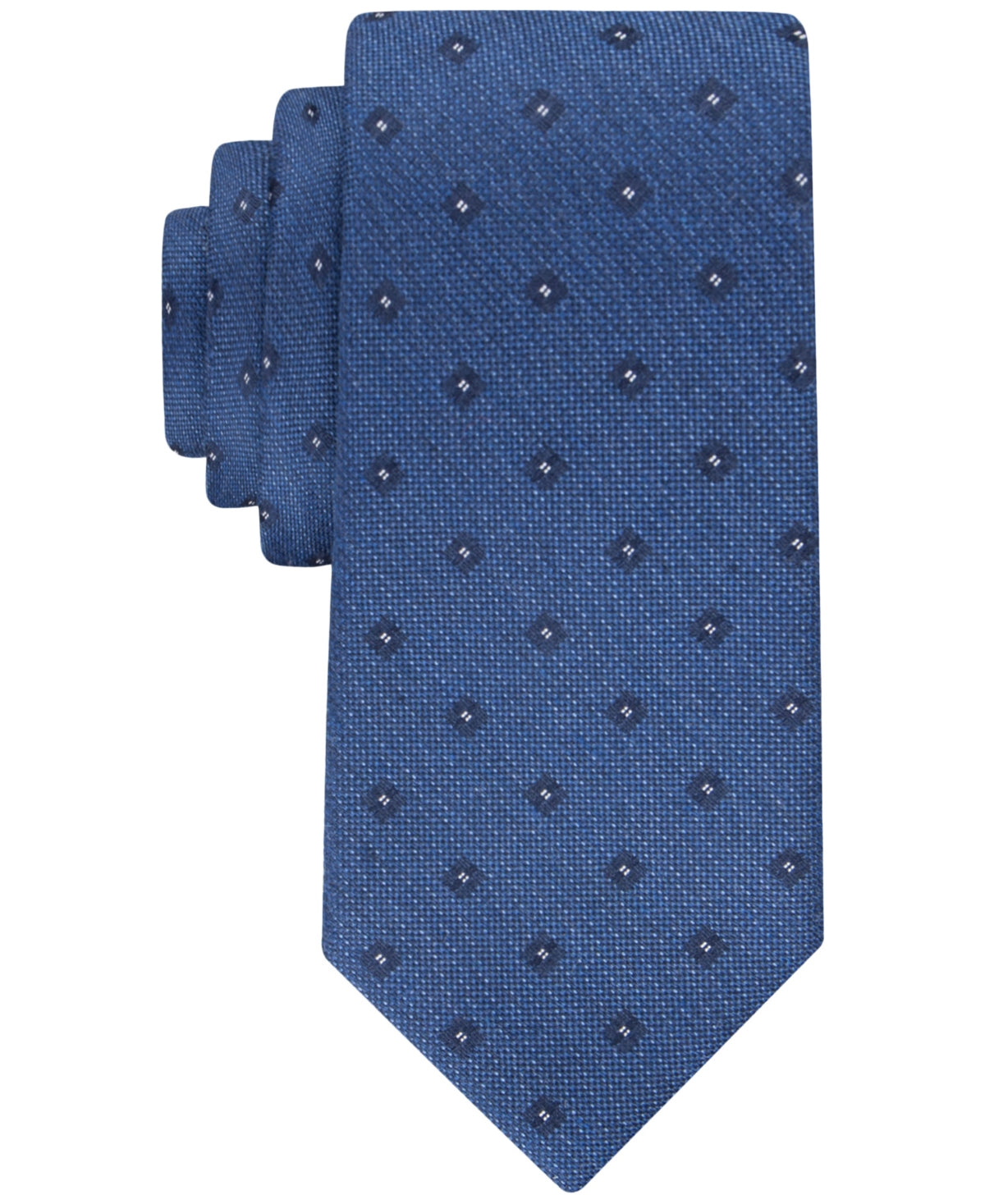 Calvin Klein Mens Square Neat Necktie Navy Blue