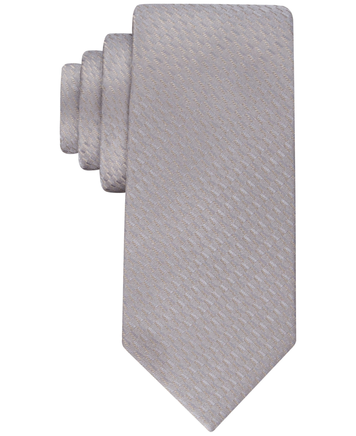 Calvin Klein Mens Shaded Geo Print Necktie Ecru Grey