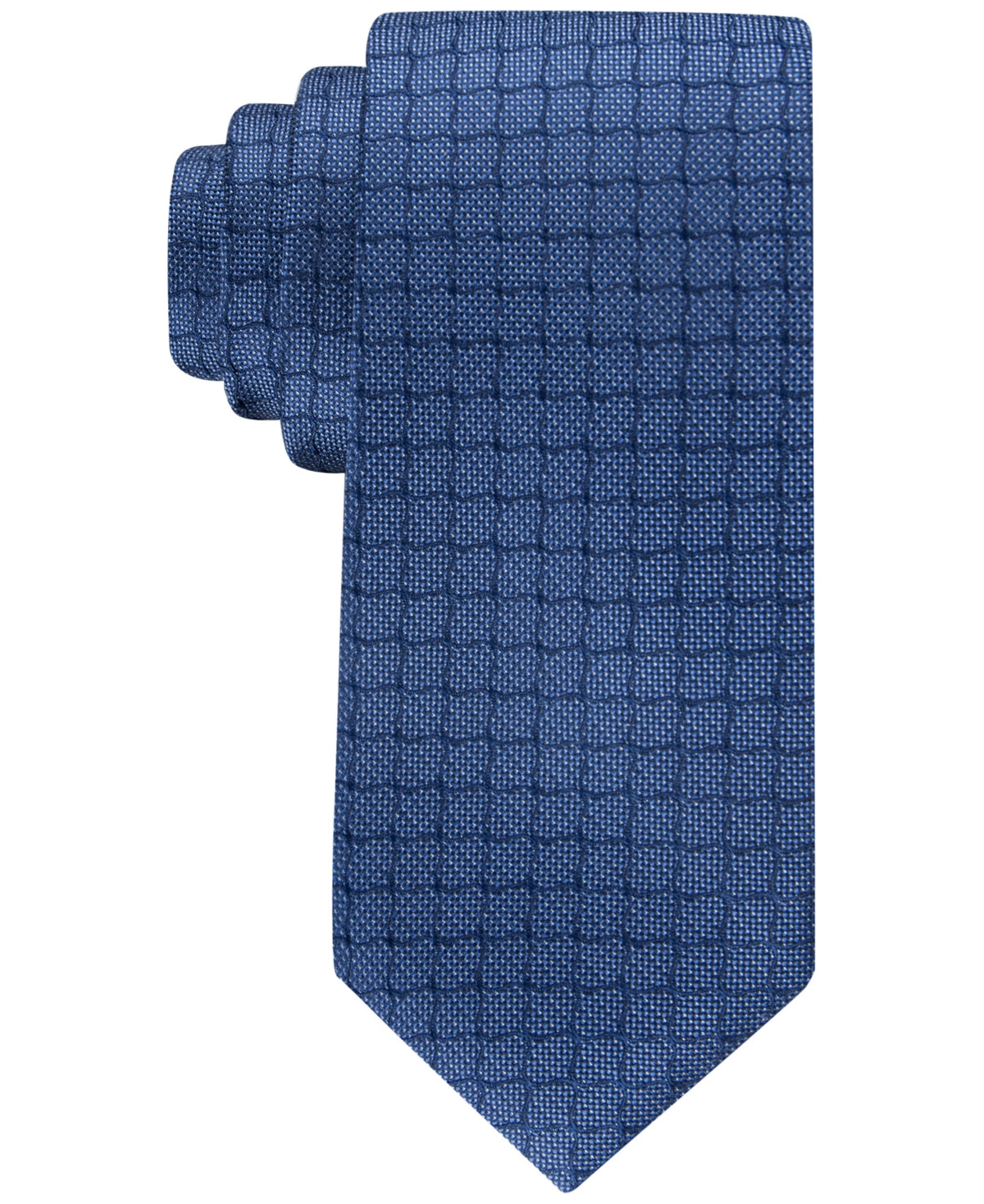 Calvin Klein Mens Textured Wave Necktie Navy Blue