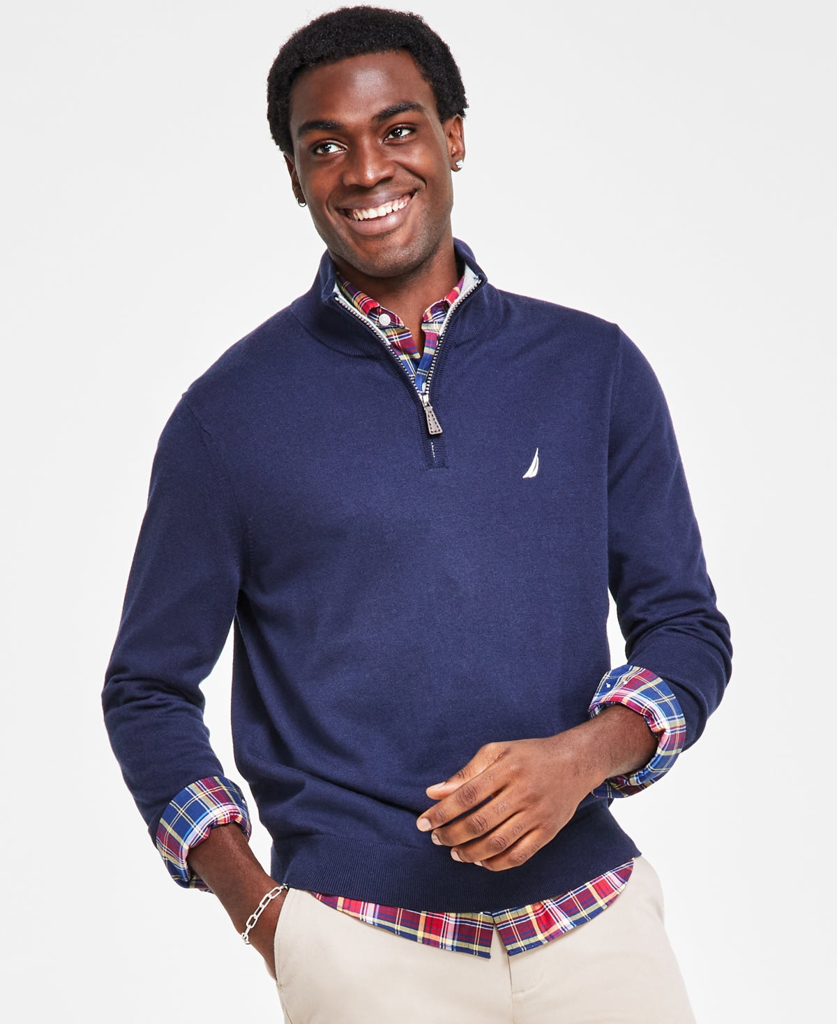 Nautica Mens Quarter Zip Pullover Sweater Navy Seas Blue XXL