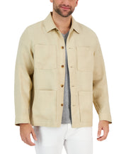 Club Room Men's Linen Chore Jacket Safari Beige Small