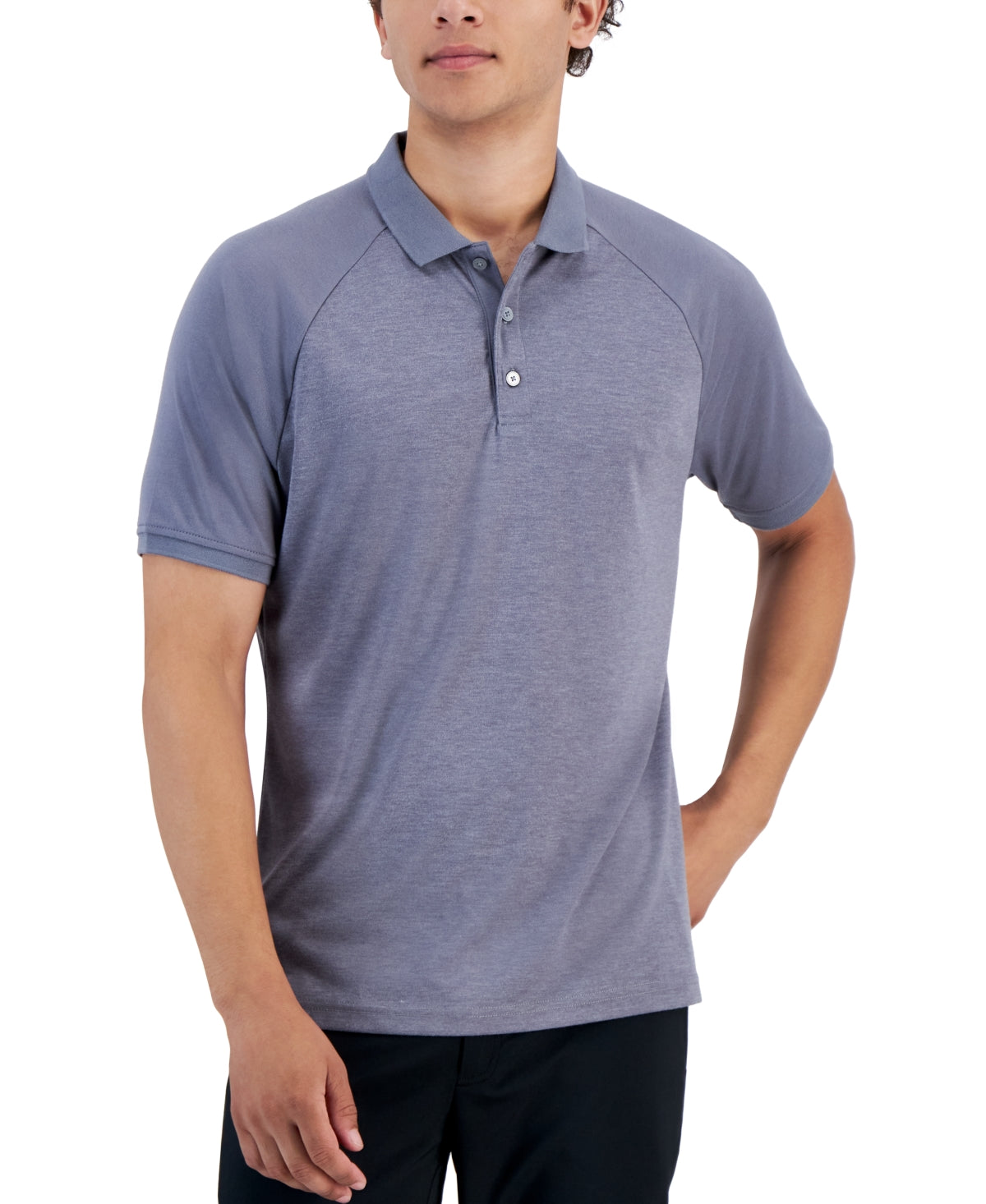 Alfani Men's AlfaTech Short Sleeve Polo Shirt  Lead Statue Blue XL