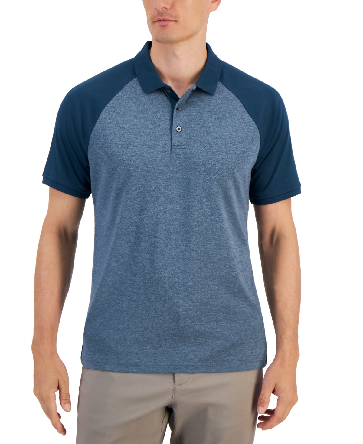 Alfani Mens Regular fit Short Sleeve Polo Shirt Small Blue