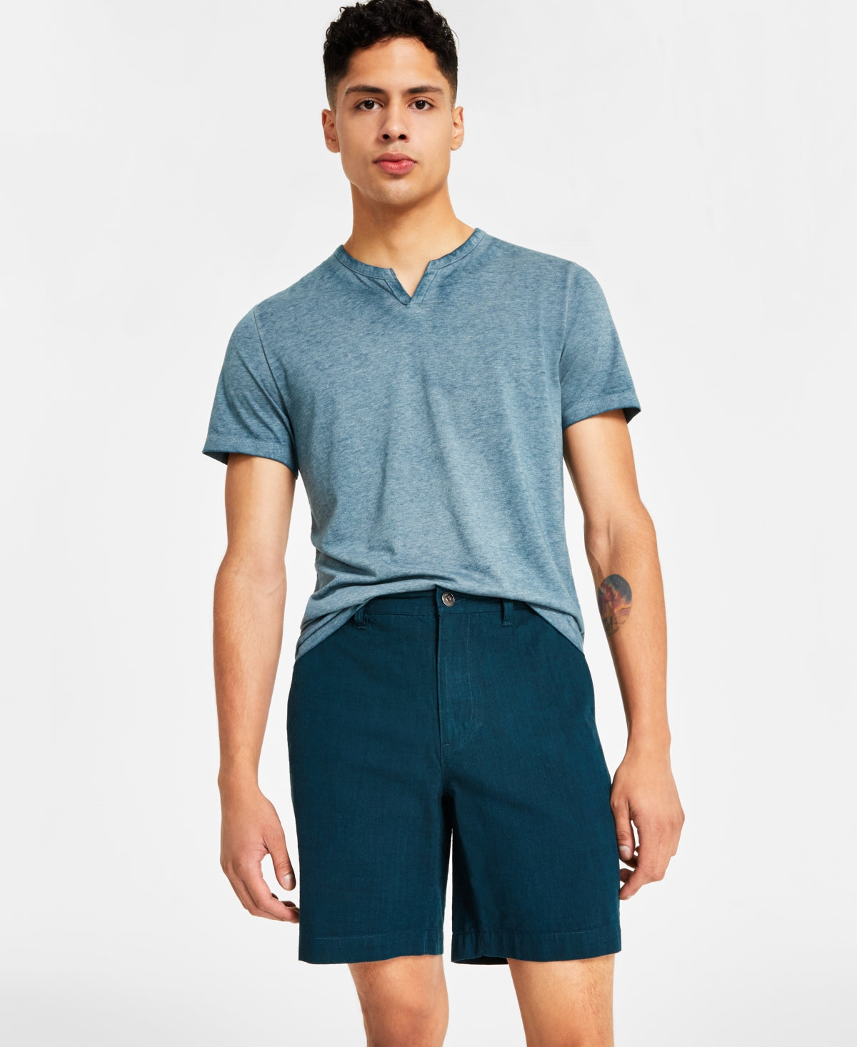I.N.C. International Concepts Classic Fit 8.5" Chambray Shorts Dark Kale 38