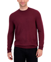 Alfani Men's Long Sleeve Crewneck Merino Sweater Maroon Banner Red Medium