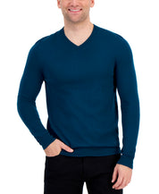 Alfani Mens Long Sleeve V Neck Sweater Maroon Banner Red 3XL