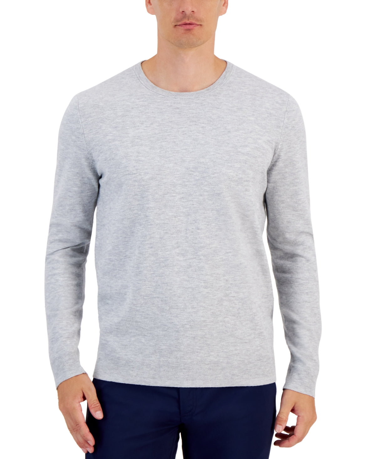 Alfani Mens Solid Crewneck Sweater Wall Street Grey 2XL
