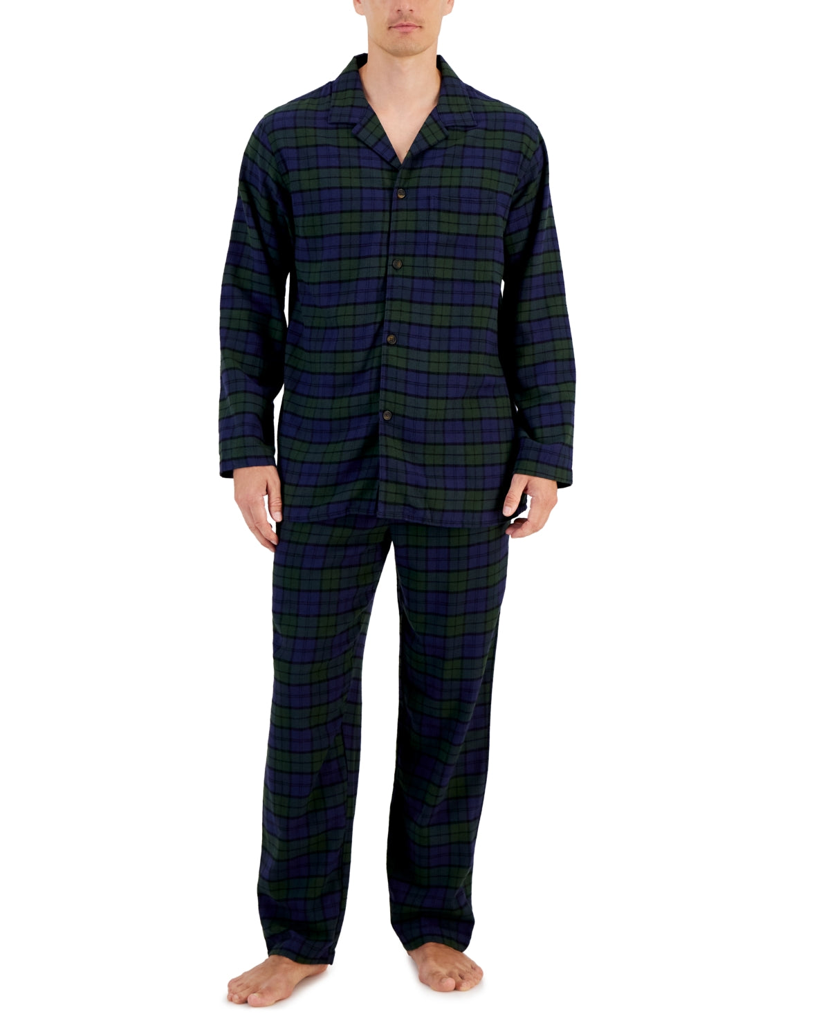 Club Room Men's Plaid Flannel Pajama Top & Pants Set  Lush Meadow Medium
